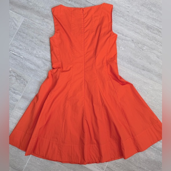 Ann Taylor NWT Orange Fit & Flare Dress Size 2 Cotton Square Neck Midi - Picture 6 of 10